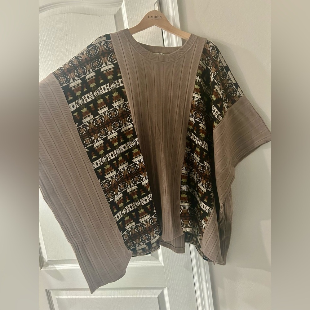 Poncho Overzised Tribal Ribbed - Picture 3 of 6